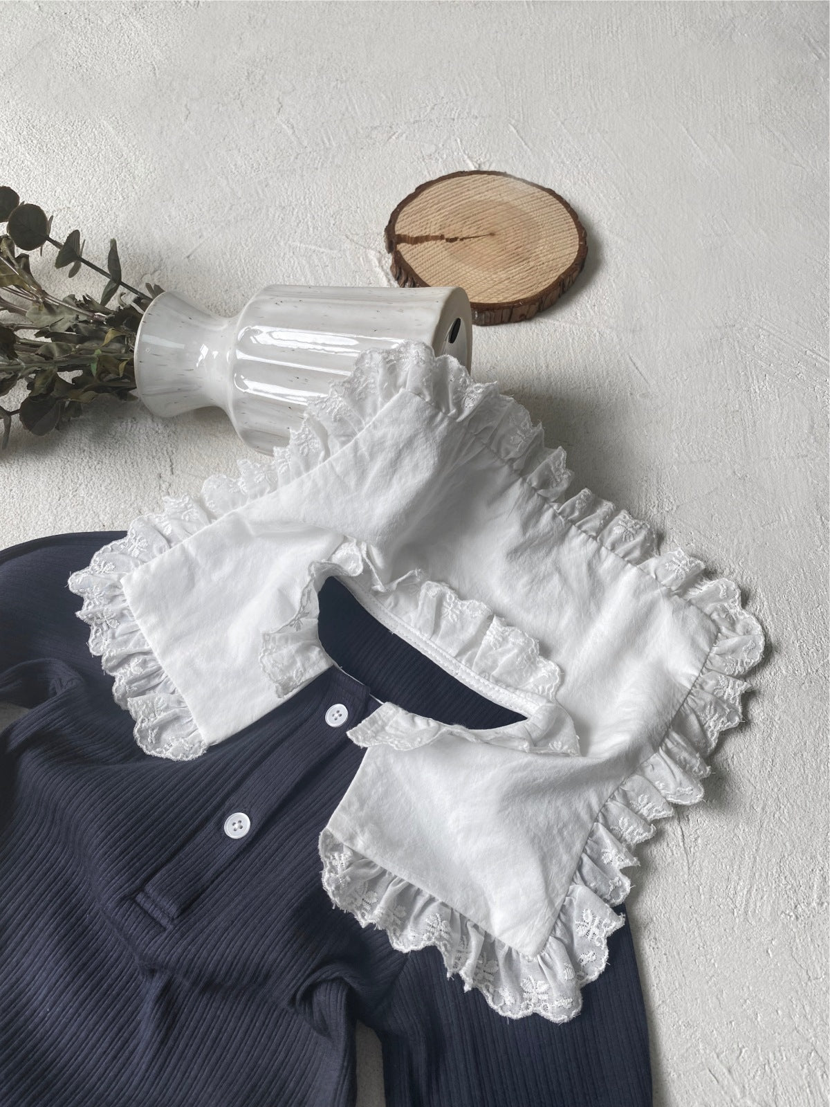 MyKids-USA® Autumn Arrival Lace Trim Collar Baby Kids Girls Princess Long Sleeves Bodysuit