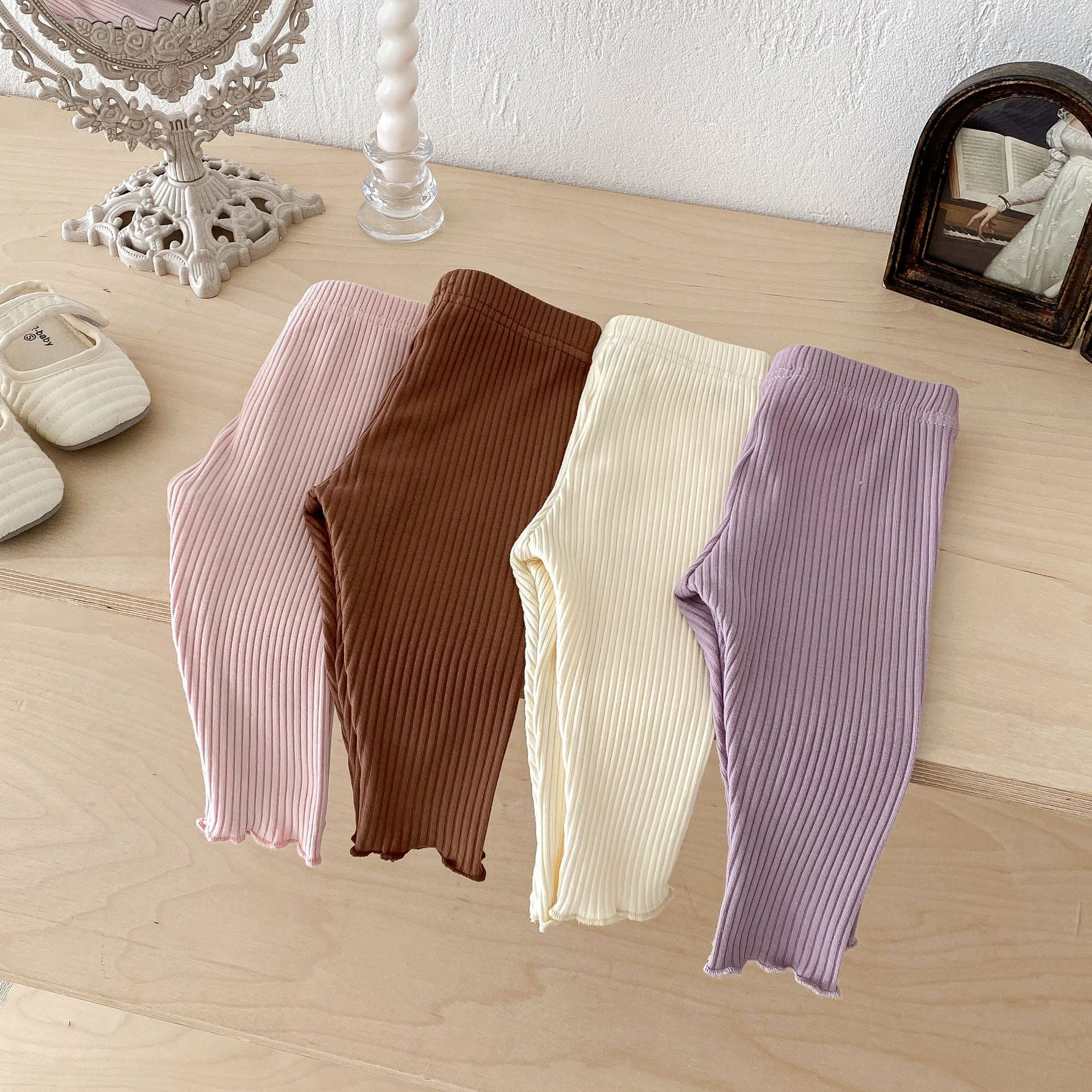 Autumn Arrival Elastic Baby Kids Girls Solid Color Striped Pattern Pants, MyKids-USA®, Trousers, MyKids-USA -  -  -  -  -  -  - 