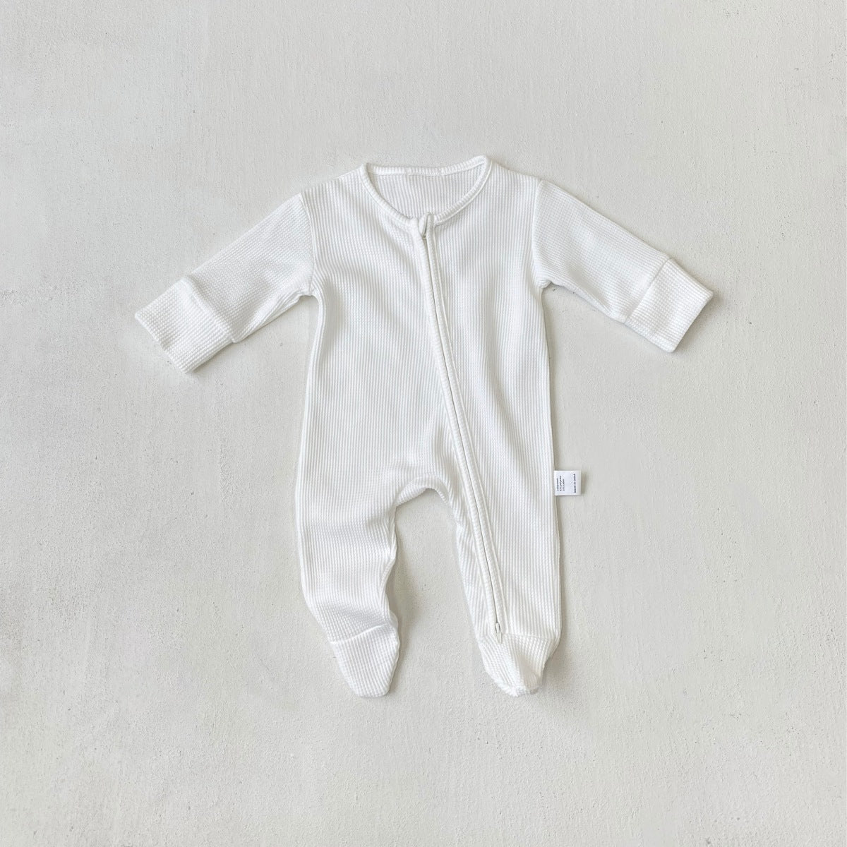 Autumn and Spring Arrival Baby Unisex Solid Color Zip-up Long Sleeves Rompers, MyKids-USA®, Baby One-Pieces, MyKids-USA - Size/Age - 66 (3-6M) - Color - White -  -  - TR2601242157-B.