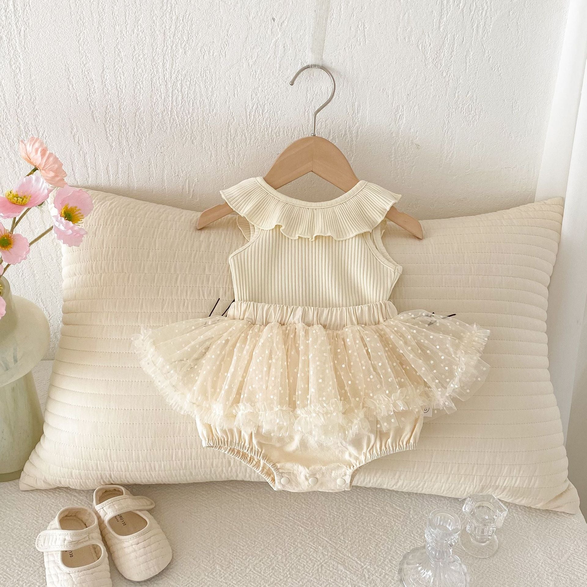 Summer Hot Selling Baby Girls Sleeveless Solid Color Vest and Tulle Patchwork Bloomers Clothing Set, MyKids-USA®, Baby & Toddler Outfits, MyKids-USA - Size/Age - 66 (3-6M) - Color - Apricot -  -  - TR2505262033-A