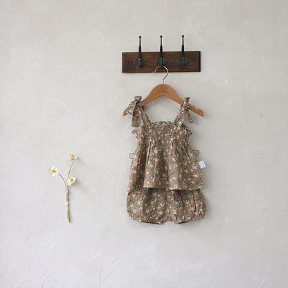 Arrival Summer Baby Kids Girls Sleeveless Floral Vest and Shorts Clothing Set