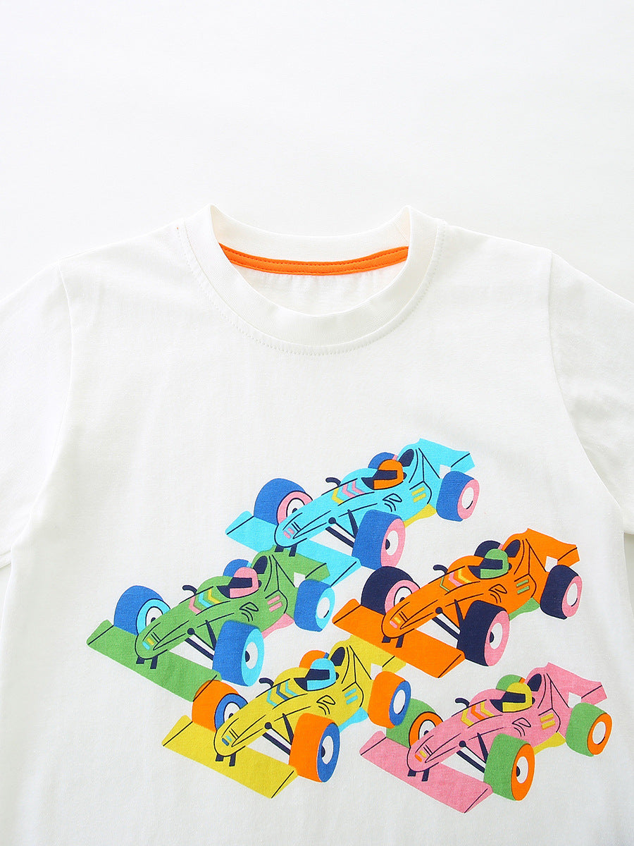 Summer Baby Kids Casual Cartoon Pattern T-shirt Clothing Set for Boys