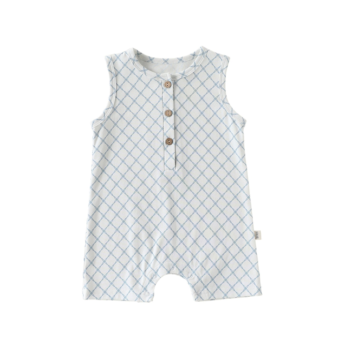 Summer Arrival Baby Unisex Sleeveless Geometric Pattern Thin Rompers Bodysuits, MyKids-USA®, Baby & Children's One-Pieces, MyKids-USA - Size/Age - 66 (3-6M) - Color - Light Blue -  -  - TR2604232033-B.