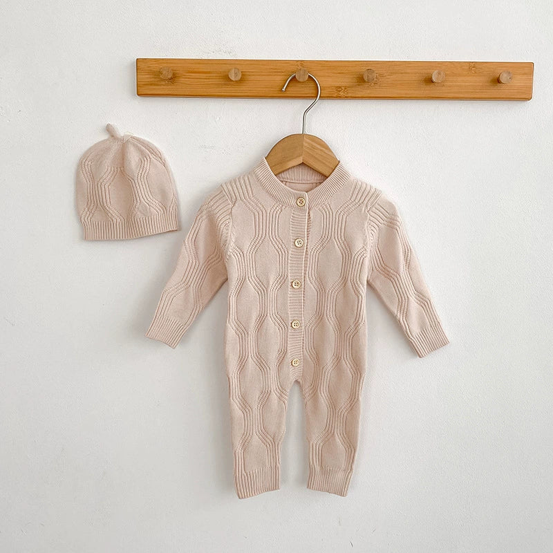 Autumn and Spring Arrival Unisex Baby’s Solid Color Geometric Pattern Knitted Rompers, MyKids-USA®, Baby One-Pieces, MyKids-USA -  -  -  -  -  -  - 