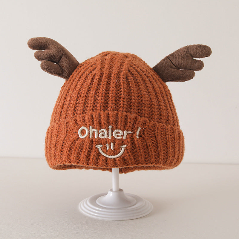 Winter and Autumn Cute Deer Antlers Knit Hat for Baby: Sweet Cute Hat, MyKids-USA®, Baby & Toddler Hats, MyKids-USA - Size/Age - Average Size (0-6Y） - Color - Orange -  -  - TR2412012113-F