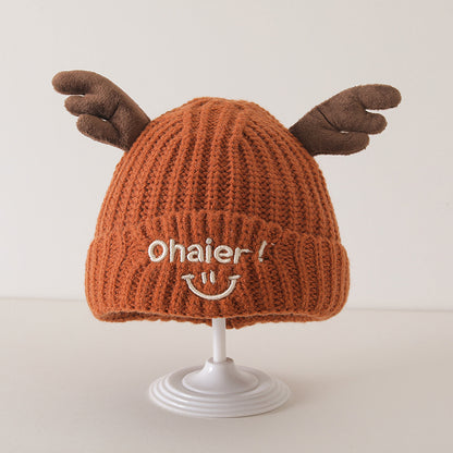 Winter and Autumn Cute Deer Antlers Knit Hat for Baby: Sweet Cute Hat, MyKids-USA®, Baby & Toddler Hats, MyKids-USA - Size/Age - Average Size (0-6Y） - Color - Orange -  -  - TR2412012113-F