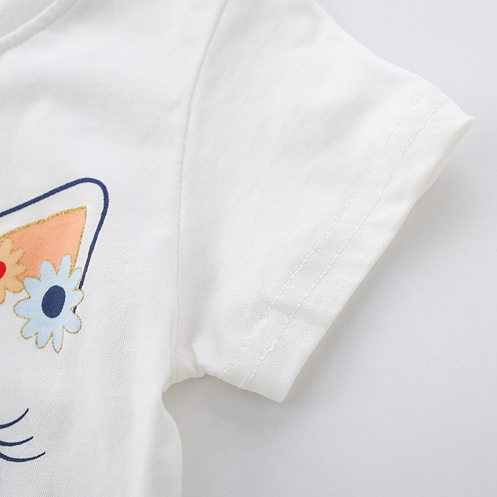 Summer Hot Selling Baby Kids Girls Short Sleeves Cartoon Animals Pattern T-shirt and Floral Pants Clothing Set, MyKids-USA®, Baby & Toddler Outfits, MyKids-USA -  -  -  -  -  -  - .