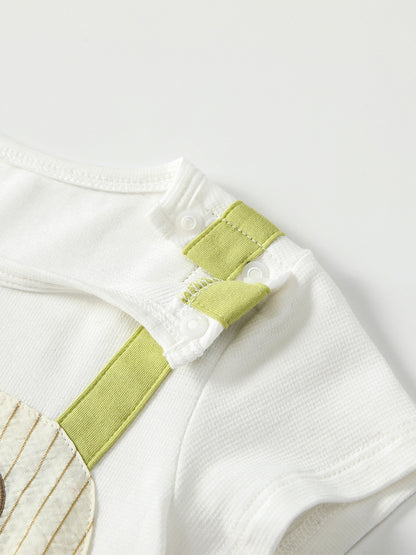 Summer Arrival Baby Short Sleeves Color Patchwork Cartoon Rompers Bodysuits