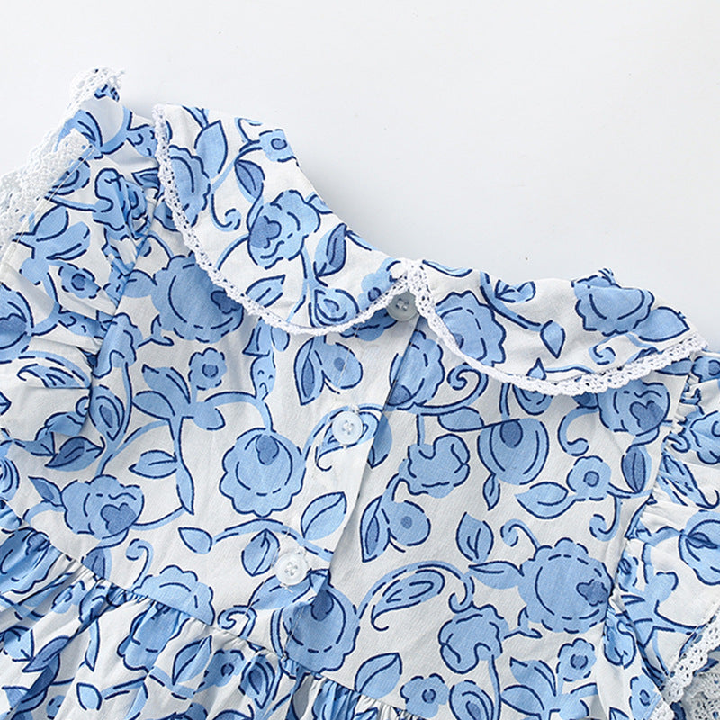 Summer Girls’ Flowers Pattern Printed Top in European and American Style, MyKids-USA®, Baby & Toddler Dresses, MyKids-USA -  -  -  -  -  -  - 