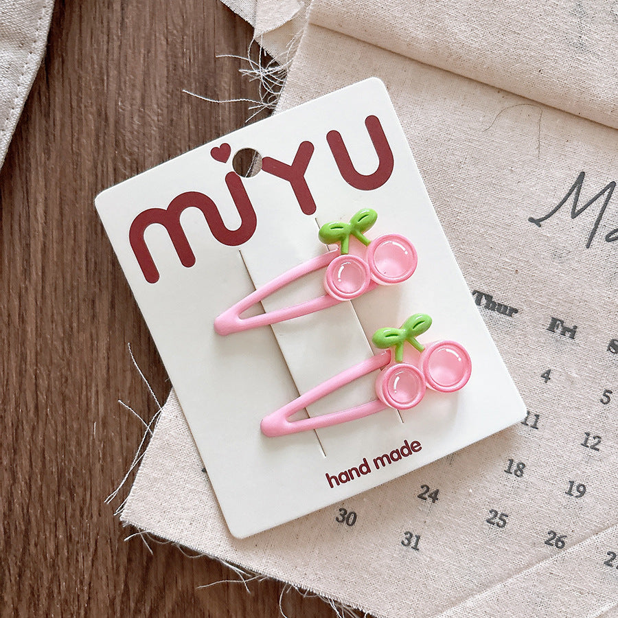 Collection of 2 Versatile Fruits Pattern Hair Clips, MyKids-USA®, Hair Pins, Claws & Clips, MyKids-USA - Size/Age - Average Size (0-12Y） - Color - Light Pink -  -  - TR2601061143-A.