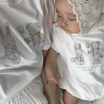 Summer Baby Kids Cartoon and Letters Pattern T-shirt in European and American Style