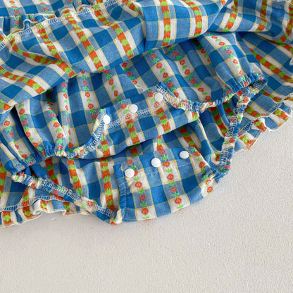 Autumn Arrival Baby Girls Long Sleeves Floral Plaid Ruffle Neck Onesies Dress, MyKids-USA®, Baby & Toddler Dresses, MyKids-USA -  -  -  -  -  -  - 