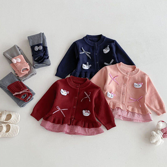 Winter and Autumn Baby Kids Girls Long Sleeves Cartoon Pattern Top and Color Patchwork Pants Knitted Clothing Set, MyKids-USA®, Baby & Toddler Outfits, MyKids-USA -  -  -  -  -  -  - 