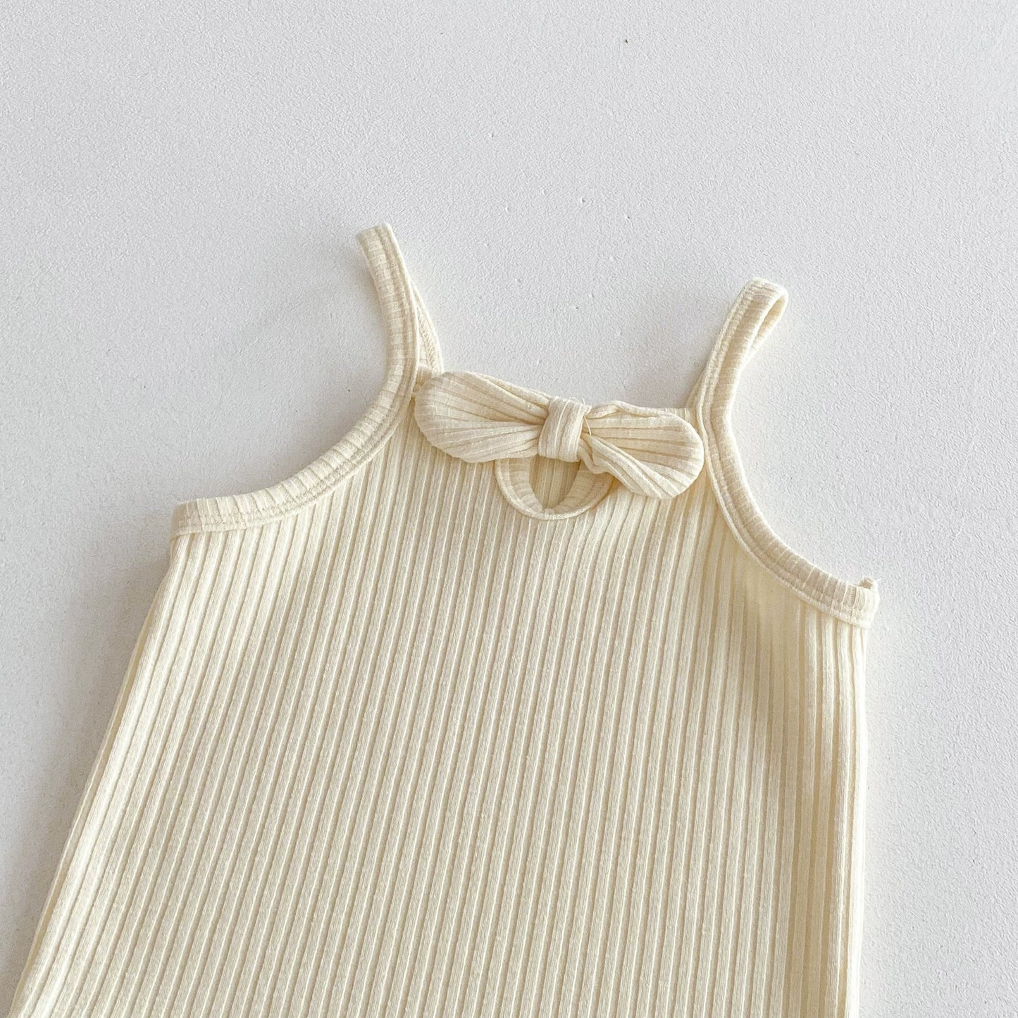 Summer Arrival Baby Girls Solid Color Butterfly-bow Decorated Strap Onesies, MyKids-USA®, Baby One-Pieces, MyKids-USA -  -  -  -  -  -  - 