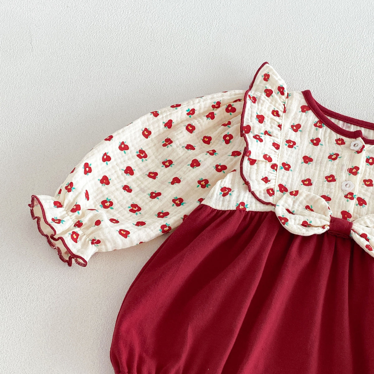 MyKids-USA® Baby Girls Long Sleeves Color Patchwork Floral Bodysuit