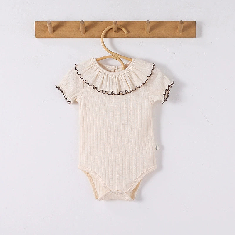 Summer Arrival Baby Unisex Ruffle Design Short Sleeves Thin Onesies, MyKids-USA®, Baby One-Pieces, MyKids-USA - Size/Age - 66 (3-6M) - Color - Beige -  -  - TR2503062301-C