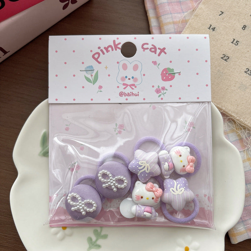 Collection of 6 Pieces Cartoon Hair Ties, MyKids-USA®, Ponytail Holders, MyKids-USA - Size/Age - Average Size (0-12Y） - Color - Purple -  -  - TR2604302334-D.