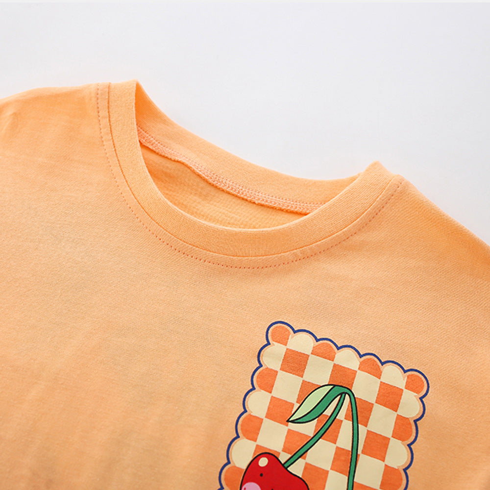 Summer Hot Selling Baby Kids Girls Short Sleeves Cartoon Cartoon Pattern T-shirt and Striped Shorts Clothing Set, MyKids-USA®, Baby & Children's Outfits, MyKids-USA -  -  -  -  -  -  - .