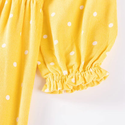 Autumn and Spring Arrival Princess Dots Pattern Long Sleeves Corduroy Dress for Stylish Girls, MyKids-USA®, Baby & Toddler Dresses, MyKids-USA -  -  -  -  -  -  - 