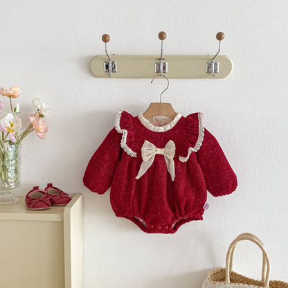 Autumn and Winter Arrival Baby Girls Long Sleeves Butterfly-bow Decorated Bodysuit, MyKids-USA®, Baby One-Pieces, MyKids-USA -  -  -  -  -  -  - .