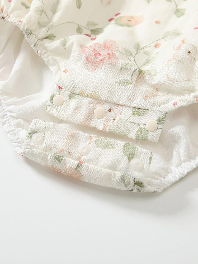 Spring Arrival Baby Girls Flowers Pattern Long Sleeved Onesies with Hat, MyKids-USA®, Baby One-Pieces, MyKids-USA -  -  -  -  -  -  - 