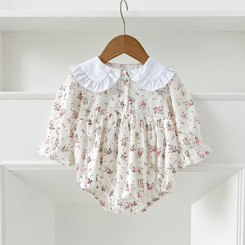 Spring Baby Girls French-style Floral Long-sleeved Onesies and Dress – Princess Sister Matching Set, MyKids-USA®, Baby & Toddler Outfits, MyKids-USA - Size/Age - 66 (3-6M) - Color - Pink -  -  - TR2412281453-B