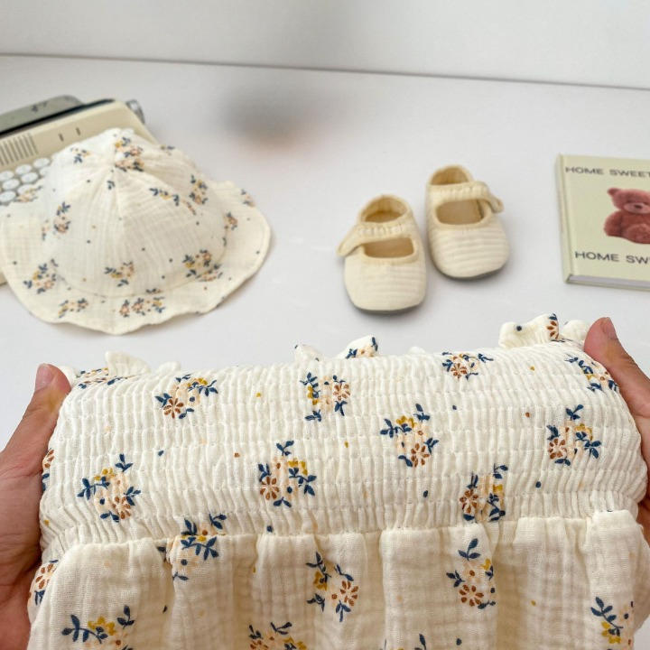 Baby Flower Pattern Sling Design bodysuit Dress With Hat, MyKids-USA®, Baby & Toddler Dresses, MyKids-USA -  -  -  -  -  -  - .