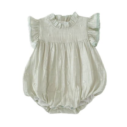 Summer Arrival Baby Girls Fly Sleeves Solid Color Bodysuit, MyKids-USA®, Bodysuits, MyKids-USA - Size/Age - 66 (3-6M) - Color - Light Green -  -  - TR2605022258-A.