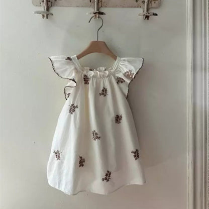 Summer Hot Selling Baby Kids Girls Fly Sleeves Flowers Pattern Embroidered Princess Dress, MyKids-USA®, Baby & Toddler Dresses, MyKids-USA - Size/Age - 73 (6-9M) - Color - Coffee -  -  - TR2505202344-A