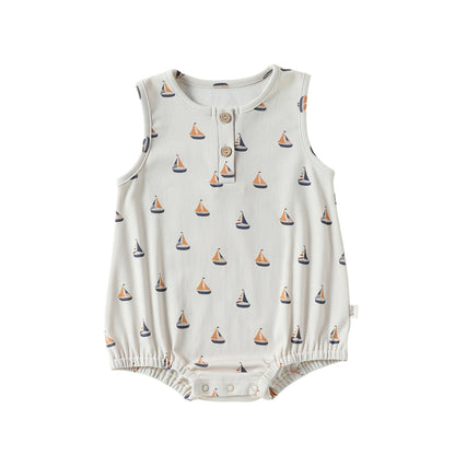 Summer Arrival Baby Boys and Girls Sleeveless Marine Pattern Bodysuit, MyKids-USA®, Baby & Children's One-Pieces, MyKids-USA® - Size/Age - 66 (3-6M) - Color - Khaki -  -  - TR2605032231-B.