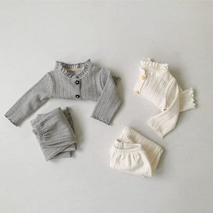 MyKids-USA® Spring and Autumn Baby Kids Girls Long Sleeves Solid Color Shirt and Pants Clothing Set