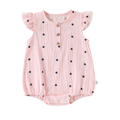 Summer Arrival Baby Girls Fly Sleeves Dots Pattern Bodysuit, MyKids-USA®, Baby & Children's One-Pieces, MyKids-USA - Size/Age - 66 (3-6M) - Color - Pink -  -  - TR2605142358-C.
