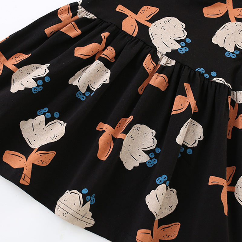 Summer Arrival Flowers Painting Pattern Short Sleeves Dress for Stylish Girls, MyKids-USA®, Baby & Toddler Dresses, MyKids-USA -  -  -  -  -  -  - 