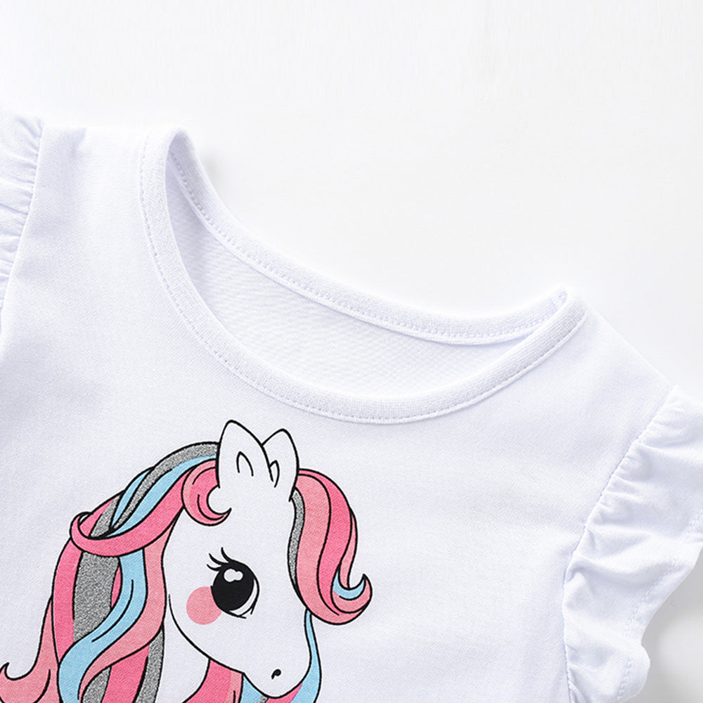 Summer Arrival Animals and Dots Pattern Fly Sleeves Crew Neck Dress for Stylish Girls, MyKids-USA®, Baby & Children's Dresses, MyKids-USA -  -  -  -  -  -  - .