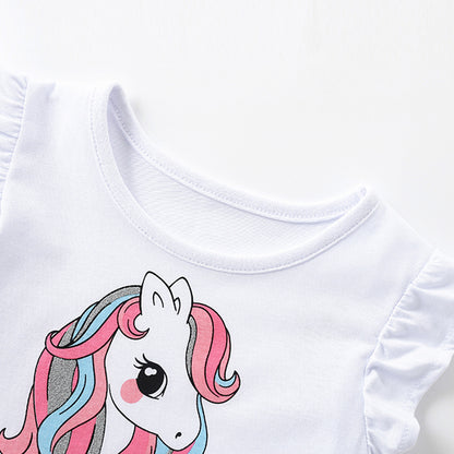 Summer Arrival Animals and Dots Pattern Fly Sleeves Crew Neck Dress for Stylish Girls, MyKids-USA®, Baby & Children's Dresses, MyKids-USA -  -  -  -  -  -  - .