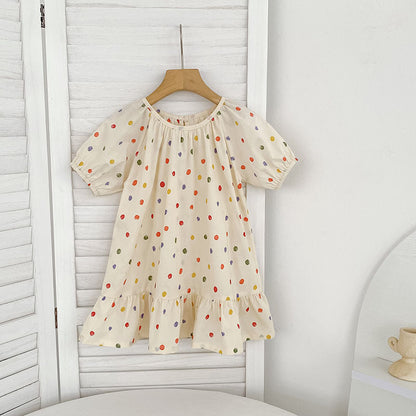 Summer Girls Coloful Dots Pattern Short Sleeves Onesies and Girls’ Dress – Princess Sister Matching Set, MyKids-USA®, Baby & Toddler Outfits, MyKids-USA - Size/Age - 66 (3-6M) - Color - Apricot -  -  - TR2505072129-A