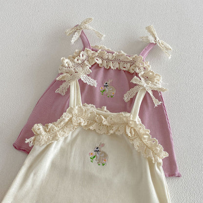 Arrival Summer Baby Kids Girls Thin Sleeveless Rabbit Pattern Lace Trim Vest, MyKids-USA®, Baby & Children's Tops, MyKids-USA -  -  -  -  -  -  - .