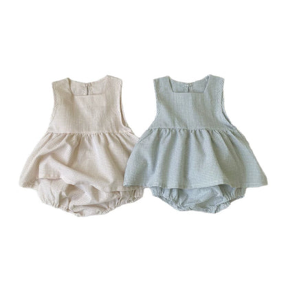 Summer Hot Selling Baby Kids Girls Sleeveless Square Neck Plaid Vest and Shorts Clothing Set, MyKids-USA®, Baby & Toddler Outfits, MyKids-USA -  -  -  -  -  -  - 