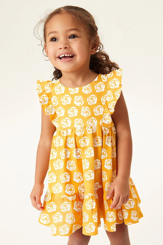 Summer Baby Girls Sleeveless White Rose Pattern Dress, MyKids-USA®, Baby & Toddler Dresses, MyKids-USA - Size/Age - 90 (12-24M) - Color - Orange -  -  - TR2403062357-A