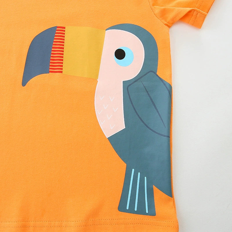 Summer Boys’ Bird Cartoon Pattern T-shirt in European and American Style, MyKids-USA®, T-Shirts, MyKids-USA -  -  -  -  -  -  - 