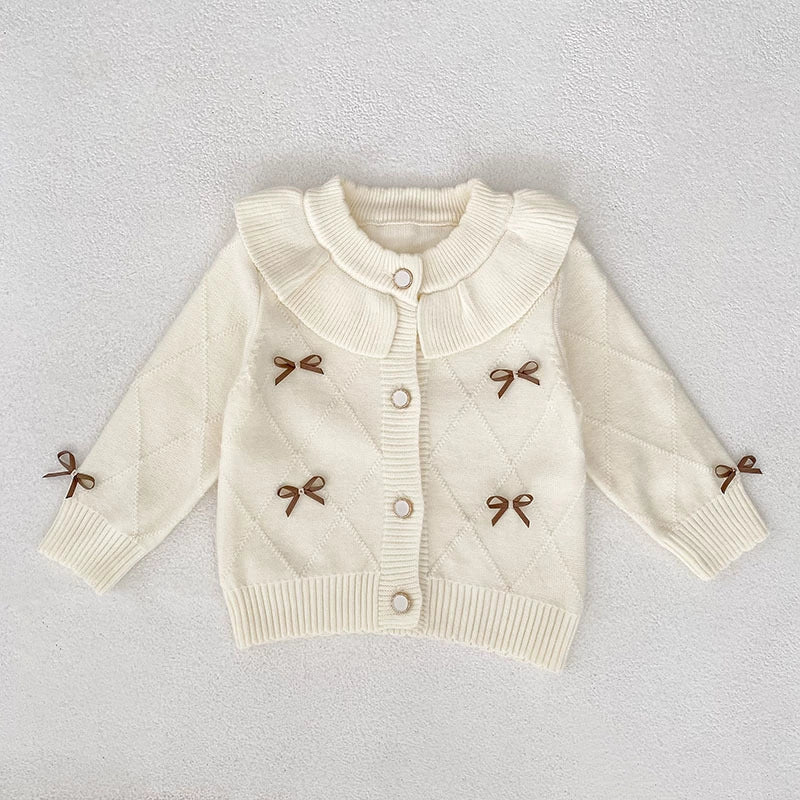 Autumn Arrival Baby Girls Comfortable Butterfly-bows Pattern Knitted Long Sleeves Cardigan, MyKids-USA®, Cardigans, MyKids-USA - Size/Age - 66 (3-6M) - Color - Beige -  -  - TR2508052322-A