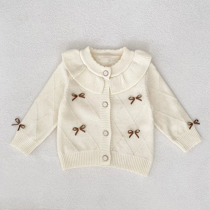 Autumn Arrival Baby Girls Comfortable Butterfly-bows Pattern Knitted Long Sleeves Cardigan, MyKids-USA®, Cardigans, MyKids-USA - Size/Age - 66 (3-6M) - Color - Beige -  -  - TR2508052322-A