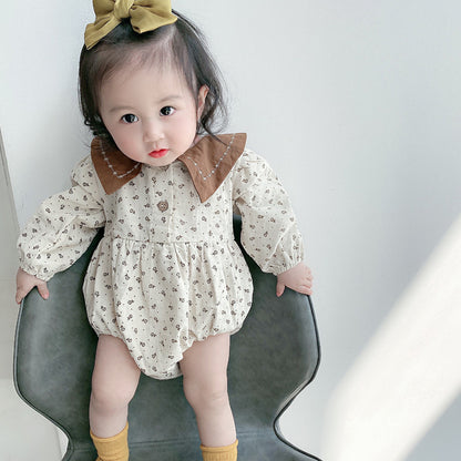 New Arrival Baby Vintage Floral Corduroy Onesie For Girls