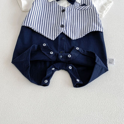 Summer Arrival Baby Boys Short Sleeves Color Patchwork Striped Rompers Bodysuits, MyKids-USA®, Baby & Children's One-Pieces, MyKids-USA -  -  -  -  -  -  - .