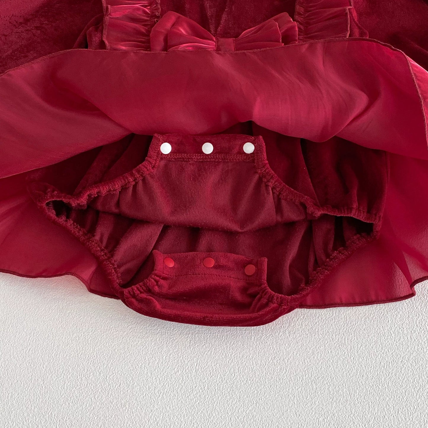 Autumn Arrival Baby Girls Long Sleeves Butterfly-bow Decorated Red Onesies Dress, MyKids-USA®, Baby One-Pieces, MyKids-USA -  -  -  -  -  -  - 