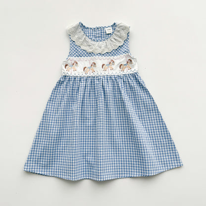 Summer Arrival Baby Girls Sleeveless Plaid and Animals Cartoon Pattern Dress, MyKids-USA®, Baby & Children's Dresses, MyKids-USA -  -  -  -  -  -  - .