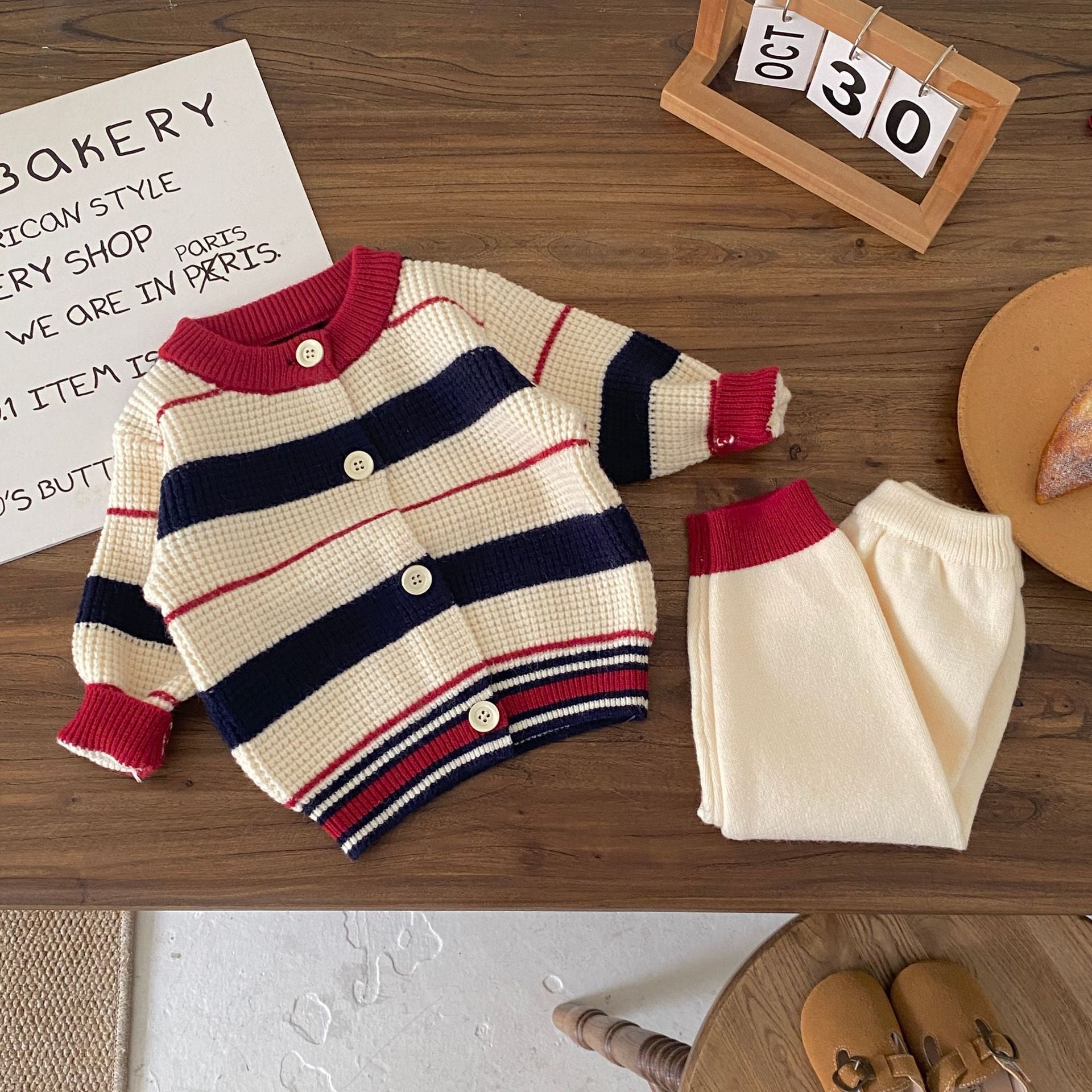Autumn and Winter New Arrival Baby Kids Unisex Long Sleeves Striped Pattern Crew Neck Knitted Cardigan and Pants Clothing Sets, MyKids-USA®, Baby & Toddler Outfits, MyKids-USA -  -  -  -  -  -  - 