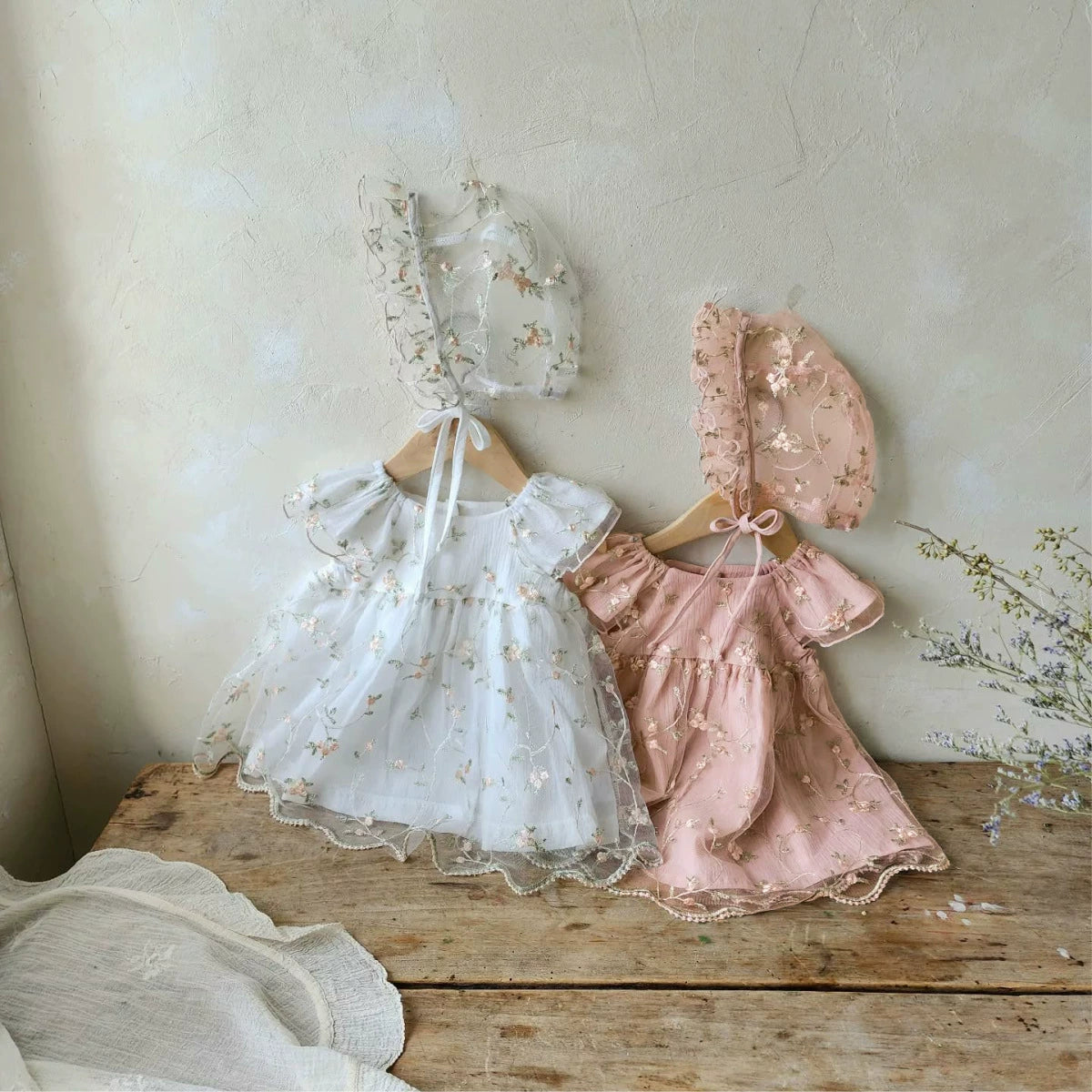 Summer Hot Selling Baby Kids Girls Fly Sleeves Flowers Embroidered Tulle Design Princess Dress with Hat, MyKids-USA®, Baby & Toddler Dresses, MyKids-USA -  -  -  -  -  -  - 