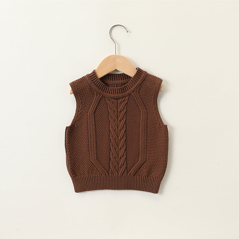 Autumn Arrival Baby Kids Sleeveless Jacquard Pattern Knitted Vest, MyKids-USA®, Baby & Toddler Outerwear, MyKids-USA - Size/Age - 73 (6-9M) - Color - Coffee -  -  - TR2409282116-B