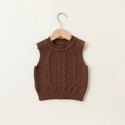Autumn Arrival Baby Kids Sleeveless Jacquard Pattern Knitted Vest, MyKids-USA®, Baby & Toddler Outerwear, MyKids-USA - Size/Age - 73 (6-9M) - Color - Coffee -  -  - TR2409282116-B